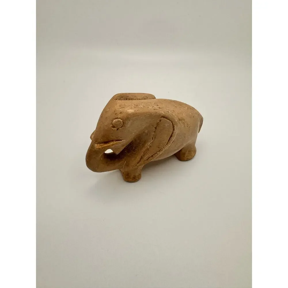 Vintage Soapstone Two Animals Elephant Lion Hand Carved Africa African Figurine